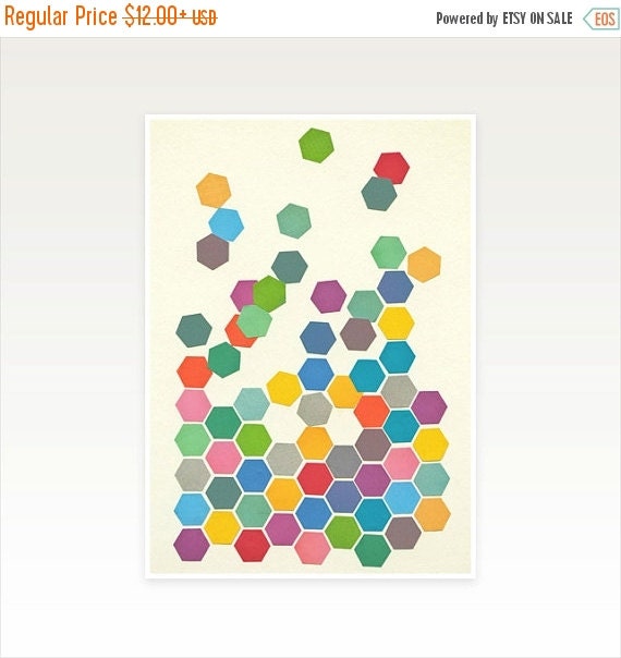 SALE 20% OFF Honeycomb Geometric Art print by CassiaBeckCollage