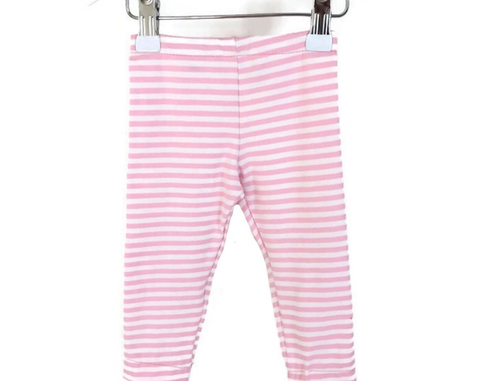Leggings girls, White and pink stripes, leggings stripes, girls outfit, baby girl leggings, pink leggings, size newborn - 18 m