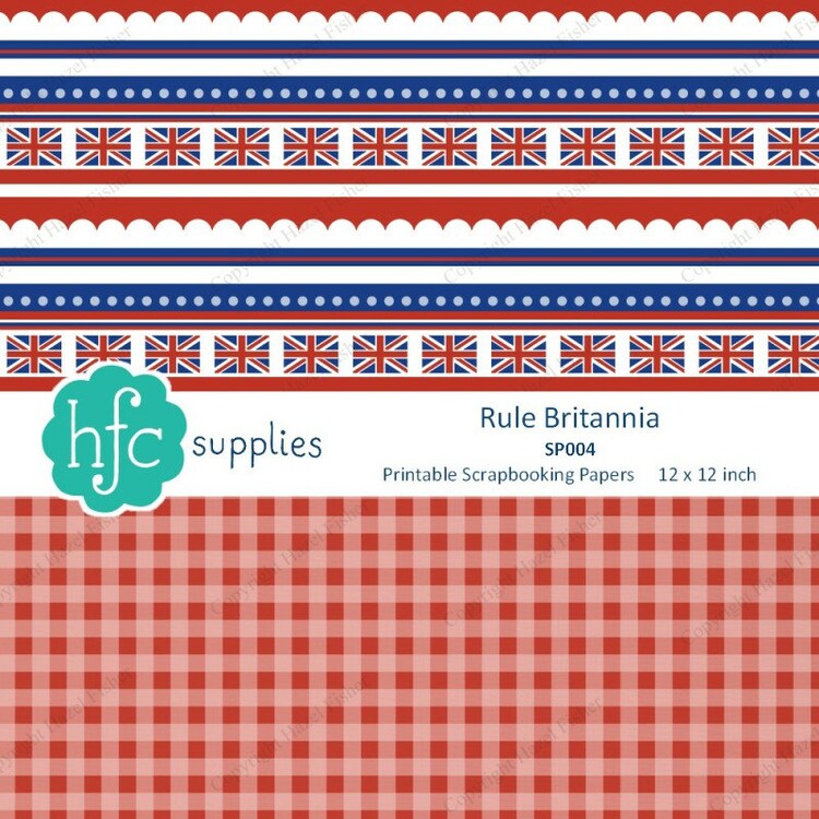Rule Britannia Digital Scrapbooking Papers British by hfcSupplies