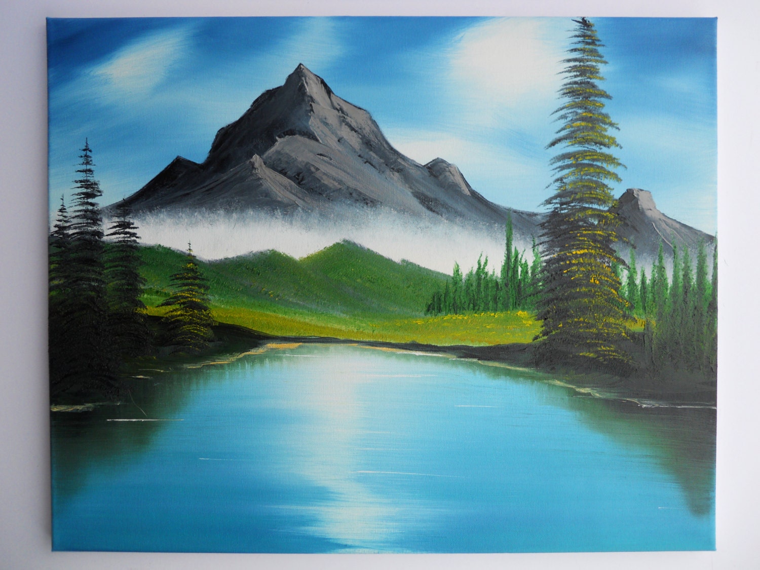 bob ross style oil painting landscape mountainpaintoutside