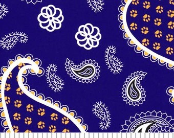 Fabric Finders Purple and Gold Paisley with Paws