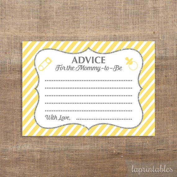 Yellow Advice for the Mommy To Be Cards Yellow by LAPrintables