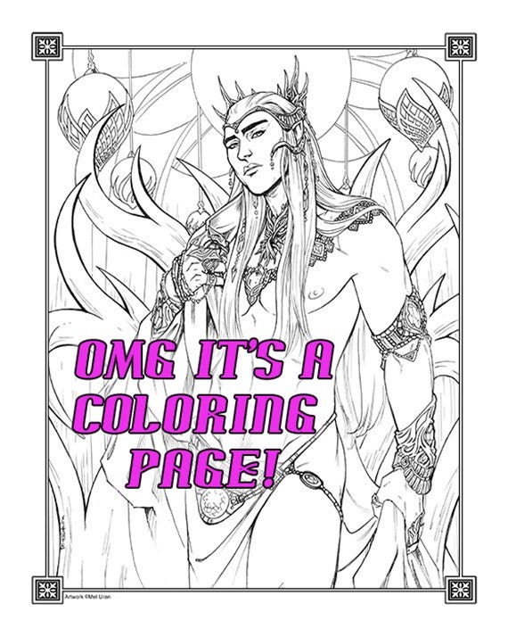 Adult Coloring Sheet Elf Lord Printable Instant Download