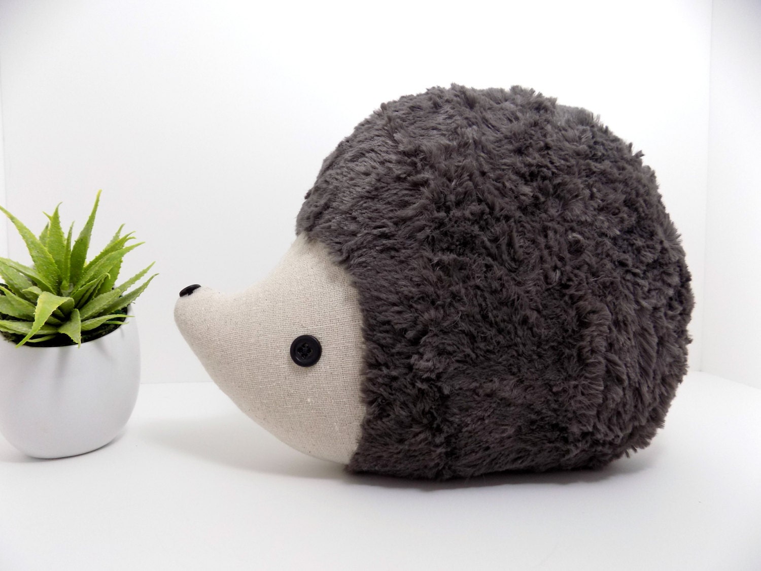 Hedgehog pillow plush in pewter grey/brown hedgehog stuffed