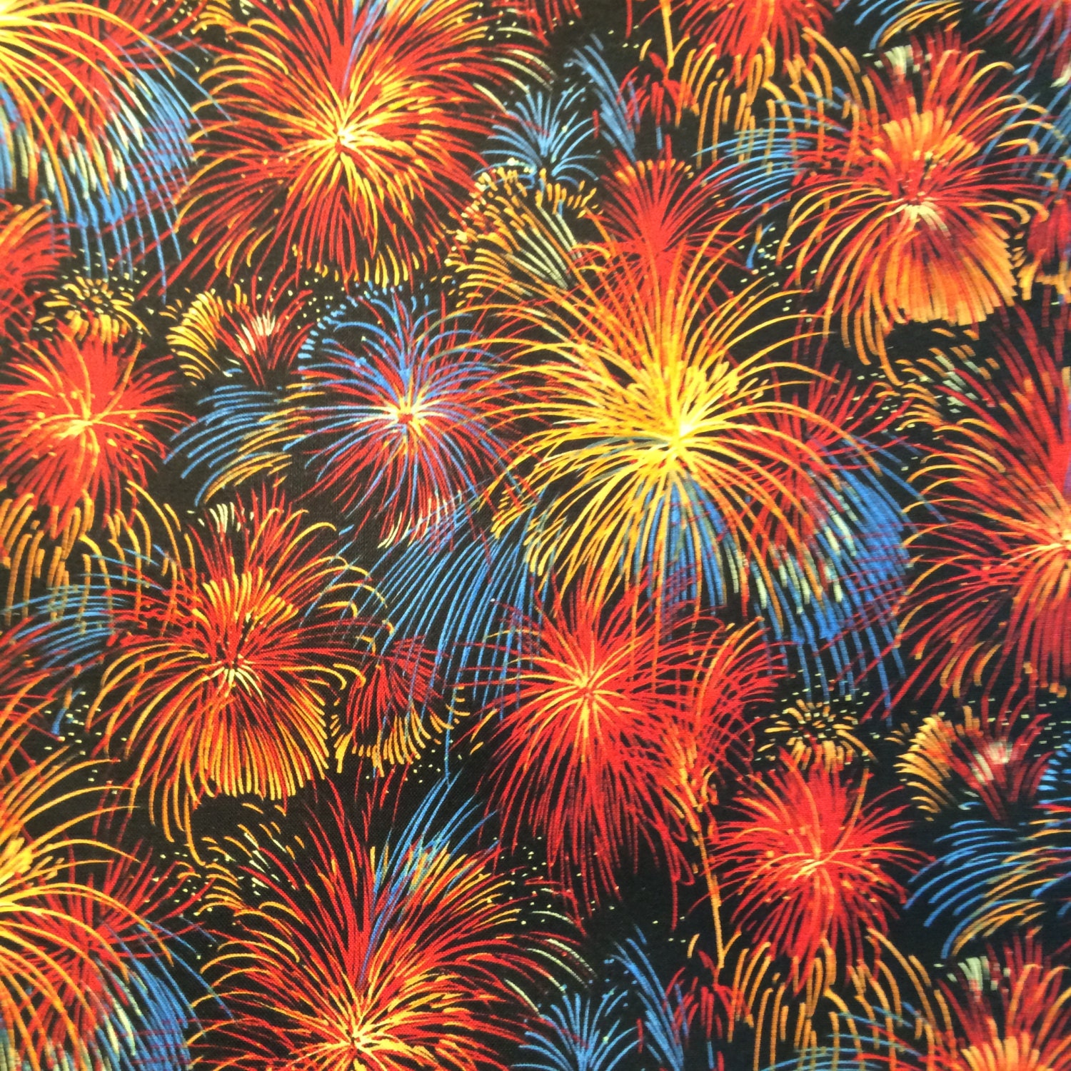 Fabric Fireworks Patriotic US Flag 4th of July 100% Cotton By