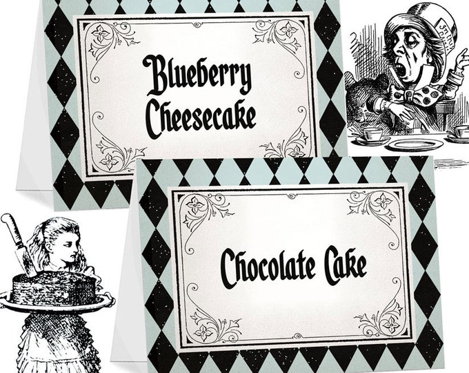 Classic Alice in Wonderland Table Tent Card, I Will Customize for You, Print Your Own