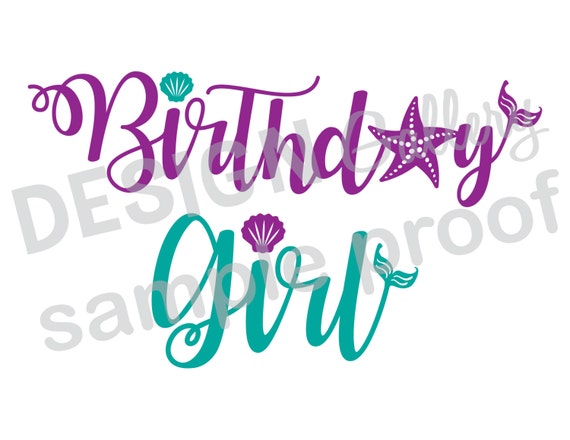 Download Birthday Girl Mermaid style image JPG png & SVG DXF cut
