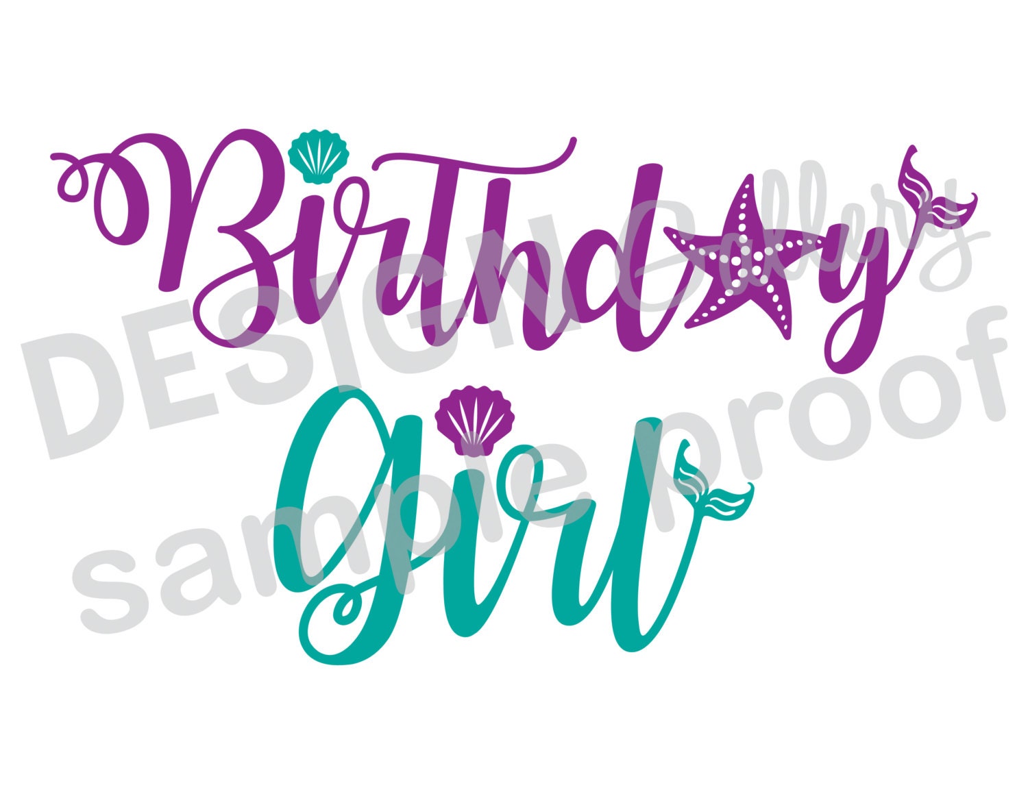 Download Birthday Girl Mermaid style image JPG png & SVG DXF cut