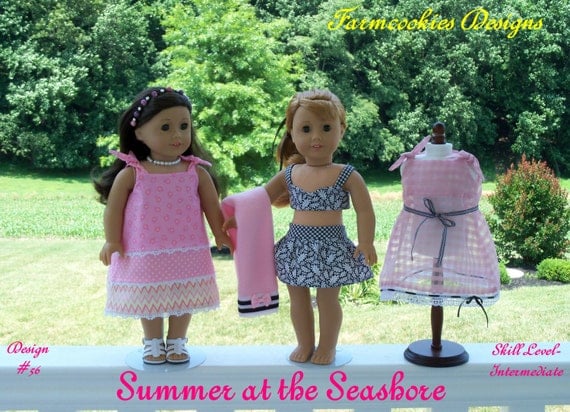PDF Sewing Pattern /SUMMER at the SEASHORE / 1950's-1960's Style Pattern for American Girl Melody, Maryellen, Kit, Molly