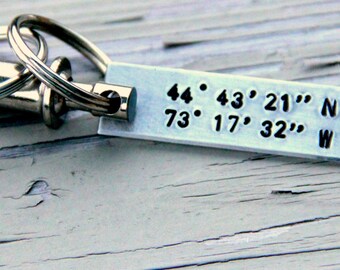 Latitude Longitude Keychain ~ Coordinate Keychain ~ Boyfriend Gift ~ Valentines Day For Him ~ GPS coordinate Keychain ~ Latitude Longitude