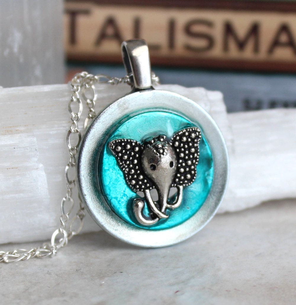 blue elephant necklace elephant jewelry unique by NatureWithYou