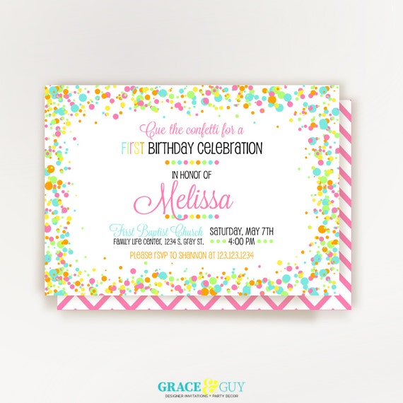 Confetti Birthday Invitation Confetti Party Printable