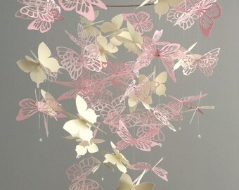 Medley Butterfly Chandelier Mobile - girl room mobile, nursery mobile, baby girl mobile, photo prop,