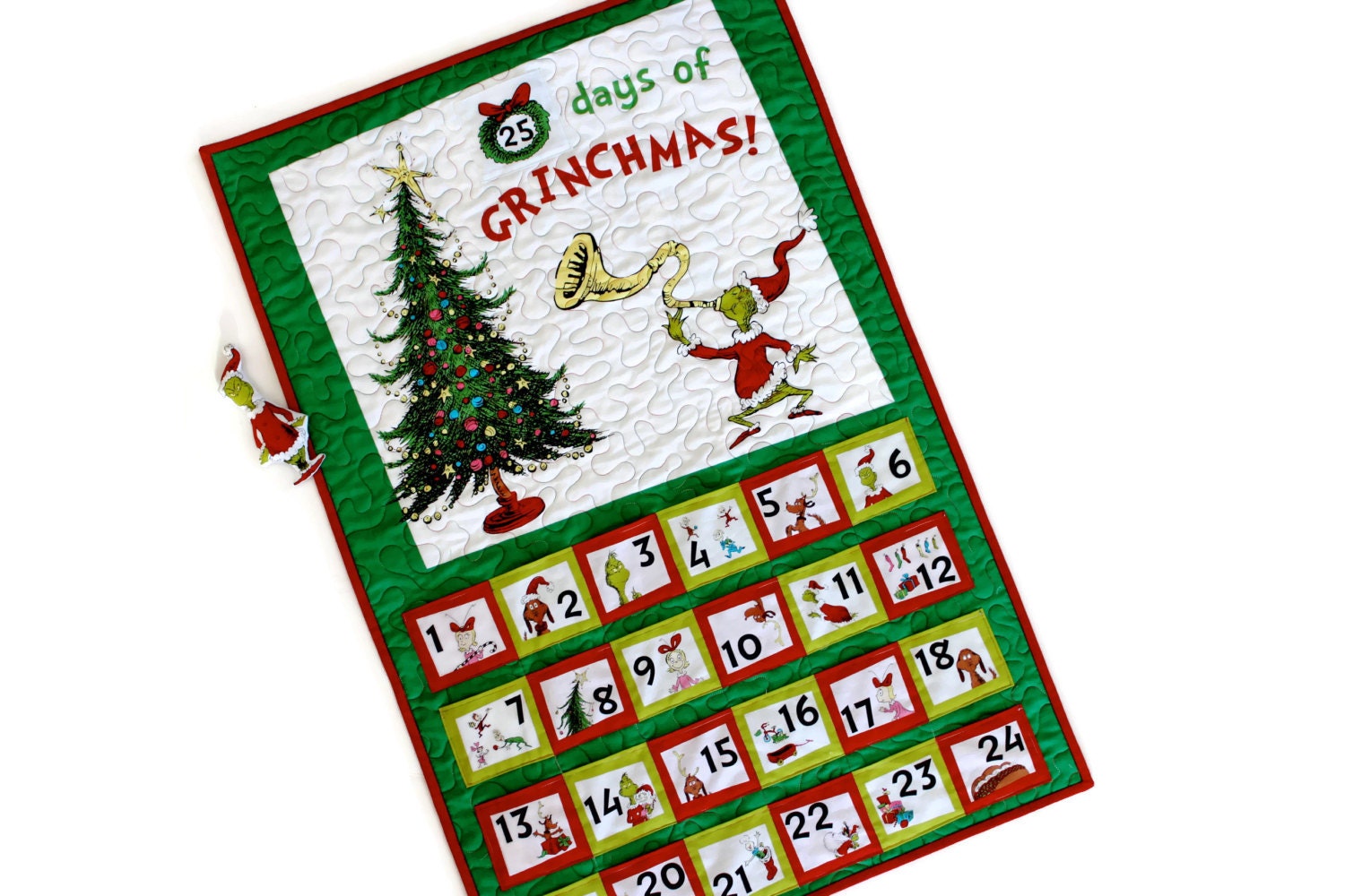 Grinch Advent Calendar Quilted Wall Hanging Dr. Suess