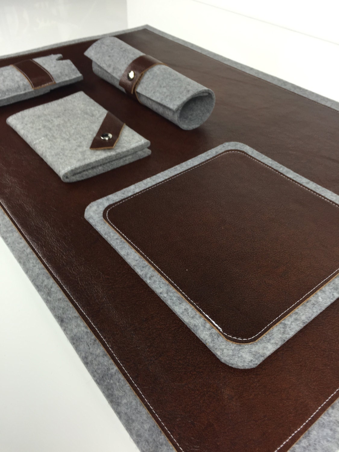 Leather Mouse Pad Wool Felt Mouse Pad by on Etsy