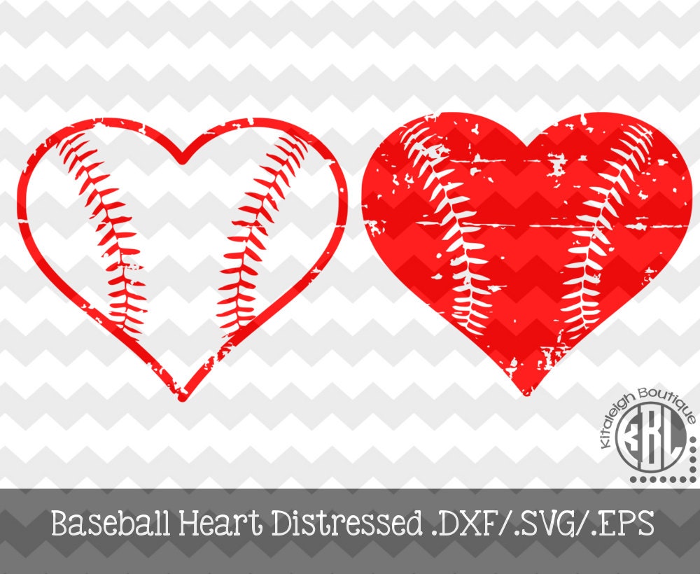 Download Baseball Heart Distressed INSTANT DOWNLOAD in dxf/svg/eps for