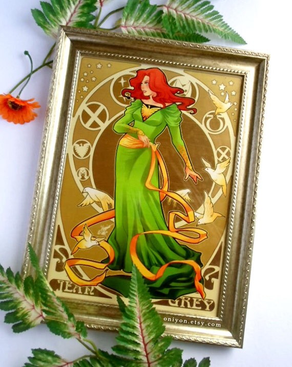 SALEPhoenix Art Nouveau Print by OniYon on Etsy