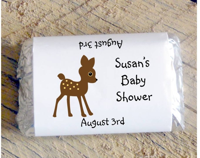 Deer Baby Shower Party Favors - for Hershey Miniature Candy Bars - Baby Sprinkle -Birthday Party Candy Wrappers Woodland Forest Animal Theme