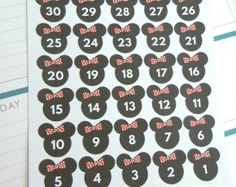 1 Month Disney Countdown Stickers-Set of 30