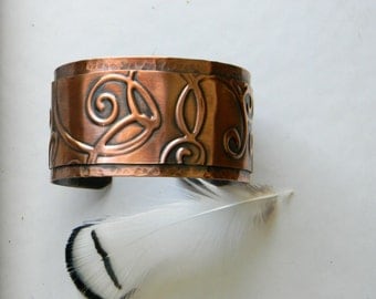 Copper cuff bracelet handmade hammered copper bracelet artisan copper cuff bracelet 7th anniversary gift for wife swirls statement cuff