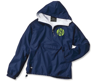 Monogrammed Pullover Rain jacket - NAVY - Ladies Rain jacket Monogram rain jacket