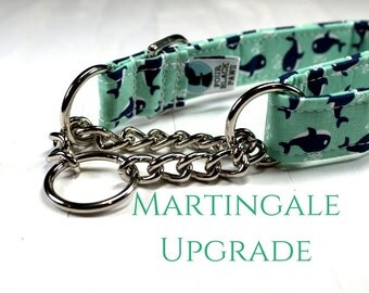 Martingale Collar UPGRADE ONLY | Silver Half Check Chain Martingale Collar Upgrade (5/8", 3/4", 1", 1.5" or 2" width upgrade)