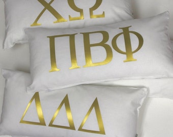 Sorority Pillow - Gold Monogram Pillow - Pi Beta Phi - Chi Omega - Tri Delt- Kappa - More sororities available - Decorative Pillow