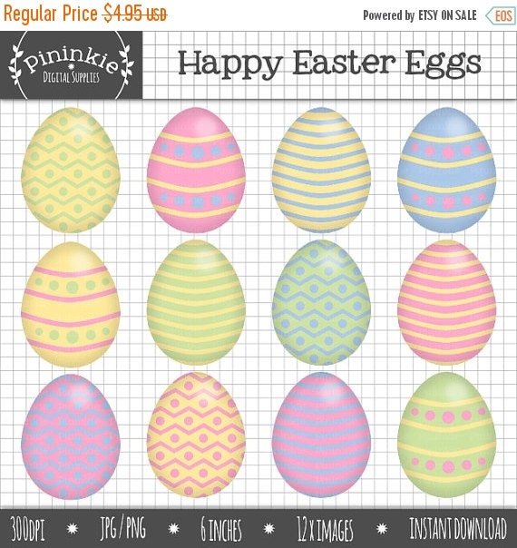 50% OFF SALE Easter Egg Clipart Easter Clipart Digital by Pininkie