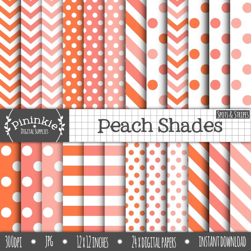 Peach Digital Paper Pack Peach Polka Dot Digital Paper Peach