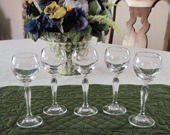 5 Vintage Crystal Glass Cordials By Spieglau Made In Germany