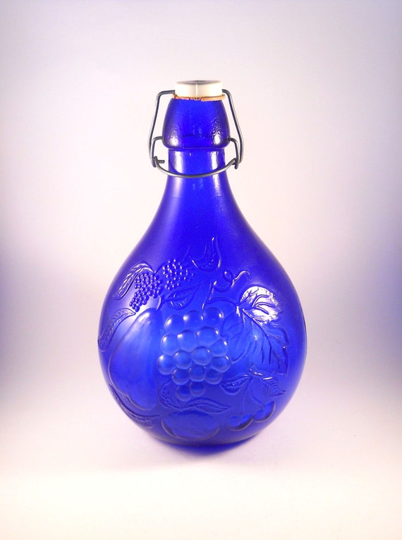 Beautiful Blue Large Wine Bottle Vintage
