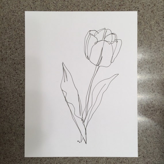 Items similar to Tulip-minimal line art|minimal art|minimal line ...