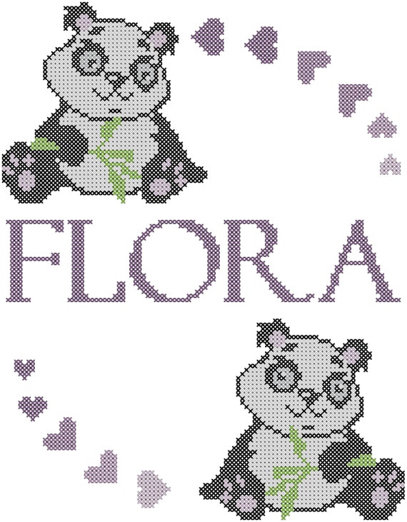 Panda Bear Cross Stitch PatternName Cross Stitch Panda bear cross stitch pattern 3 instant pdf download