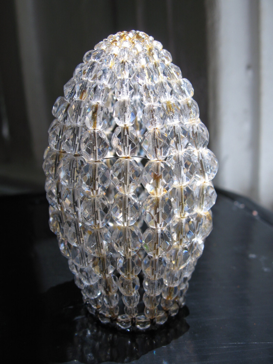 Small Oxidized Beaded Light Bulb Cover Antique Rustic Style