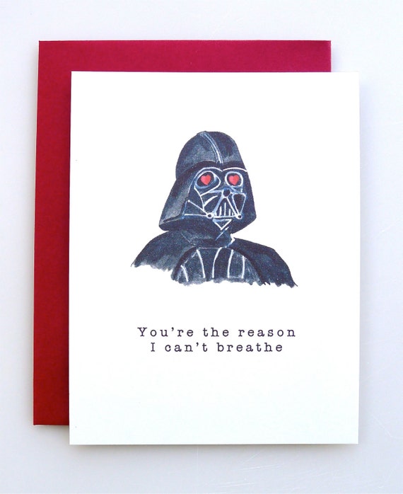 Valentine's Day Card Darth Vader - funny valentine - star wars valentine - handmade - valentine card - paper - valentine humor