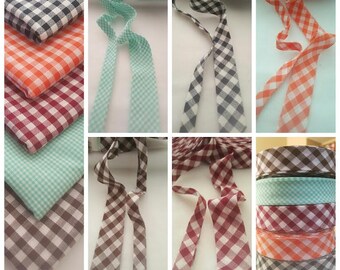 3 or 6 Yards 1/2" Double Fold Plaid Bias Tape /6 Yards 1" Single Fold Bias Binding Tape