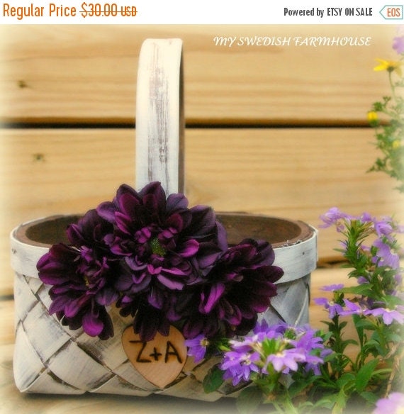 Wedding Sale Flower Girl Basket Rustic by MinSvenskaLandgard