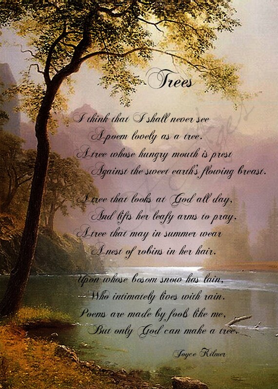 Art Print Trees by Joyce Kilmer 1886 1918 5 x 7 by PagesOfAges