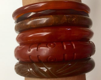 Bakelite bangles buy as lot, set or individually this listing is for 1 of 3 Reddish brown bangles 39.00 ea ONLY