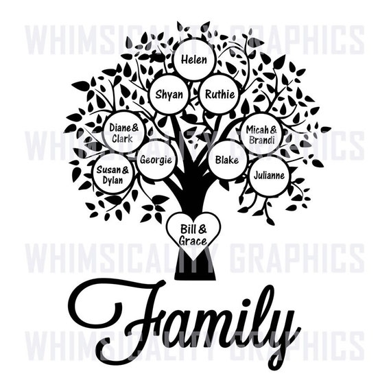 Download Digital File Family Tree Blank Template with SVG DXF PNG