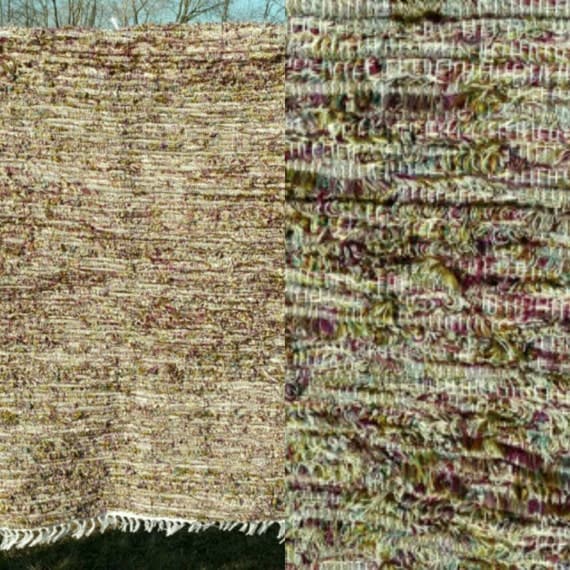 Amish Rag Rug in Sage Green Amethyst Creams by happydayantiques