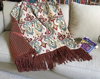 Ikat Throw Blanket, Moroccan Blanket, Ethnic Bedding, African Tribal Throws, Red Turquoise Rug, Wall Hanging, Luxury Throws, OOAK