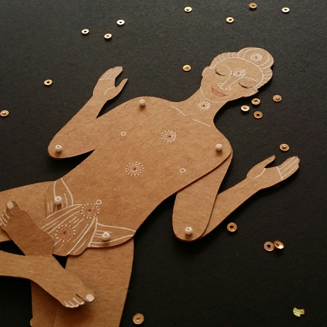 Articulated paper doll Yogi chakras puppet yoga teacher