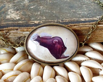 Deep Sea Angler Fish Necklace in Bronze