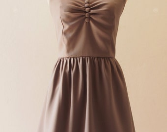 Gray Prom Dress Bridesmaid Dress Gray Party Vintage Halter Dress Rockabilly Gray Summer Sundress Tea Dress-XS-XL, Custom