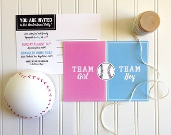 Softball Gender Reveal Invitation Postcard / Baseball Gender Reveal / Printable / Gender Reveal Party