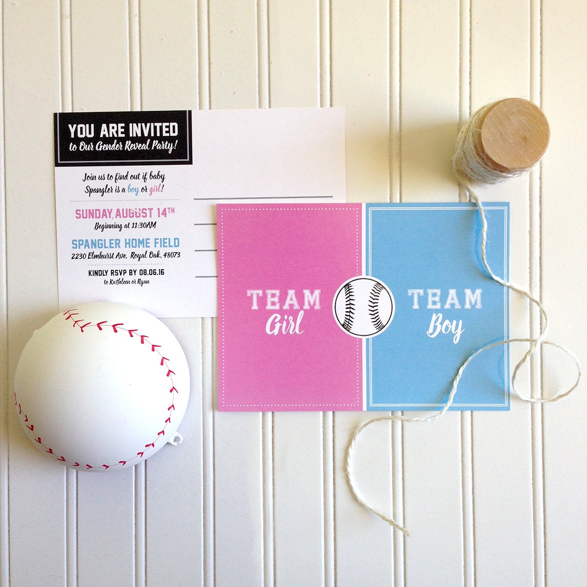 Softball Gender Reveal Invitation Postcard / Baseball Gender
