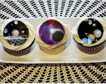 20 edible rice paper Solar Sytem, Space 2" Precut cupcake or cookie toppers