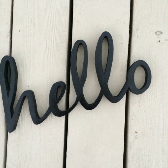 Hello Sign Wood Hello Sign Hello Cutout Custom Sign
