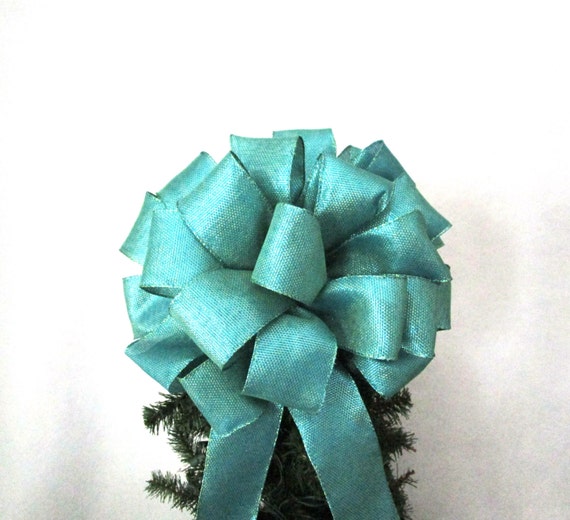 Turquoise Bow Aqua Bow Christmas Bow Tree Topper Bow Green